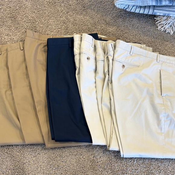 Men's Classic Pants Collection 7x- Beige Navy and Cream 48 TALL 100 cotton